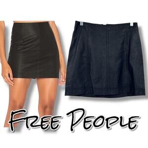 Free People Modern Femme Vegan Leather Mini Black Classic Rocker Womens Sz 4